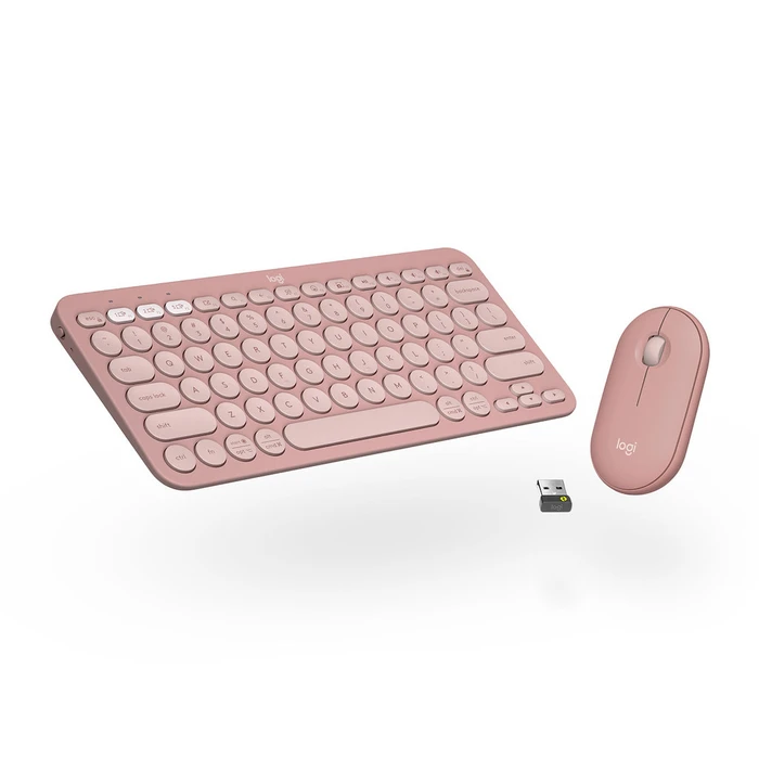 Σετ Πληκτρολόγιο & Ποντίκι Ασύρματο Logitech Pebble Pink
