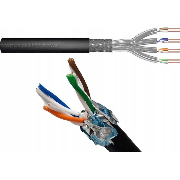 Καλώδιο Δικτύου Outdoor Dry Installation Digitus cat.7, S/FTP, Fca, AWG 23/1, PE, 100m, Black