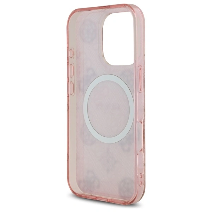 Guess GUHMP16LH4PYEEP Apple iPhone 16 Pro hardcase IML Peony On 4G Background MagSafe pink
