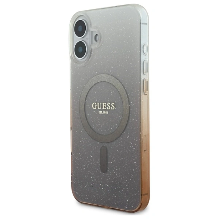 Guess GUHMP16SHGRCELW Apple iPhone 16 hardcase IML Glitter Gradient MagSafe brown