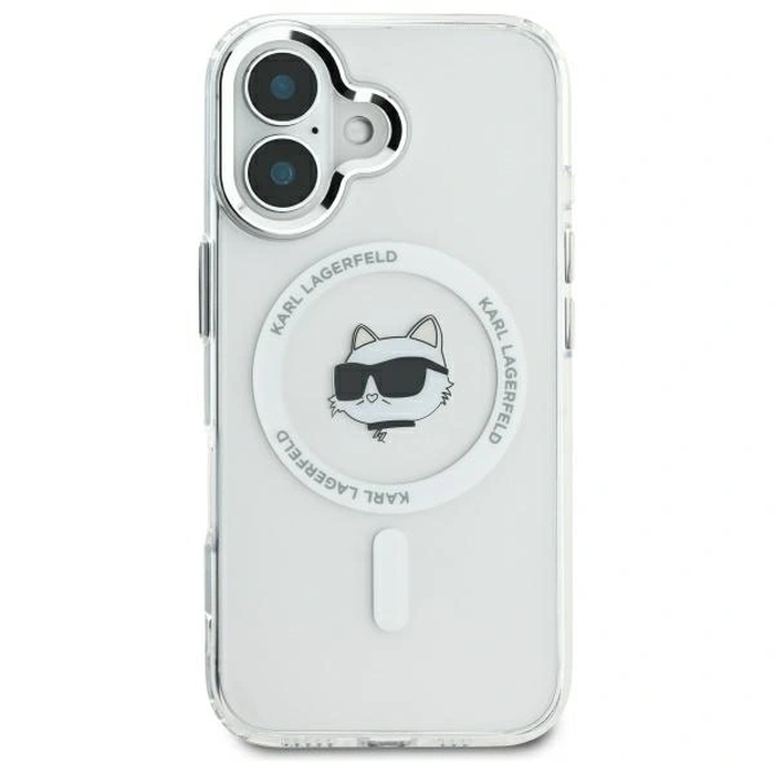 Karl Lagerfeld KLHMP16MHLSCHH Apple iPhone 16 Plus hardcase IML Metal Choupette Head MagSafe white