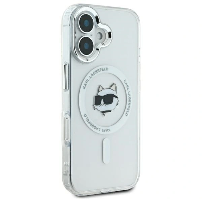 Karl Lagerfeld KLHMP16MHLSCHH Apple iPhone 16 Plus hardcase IML Metal Choupette Head MagSafe white