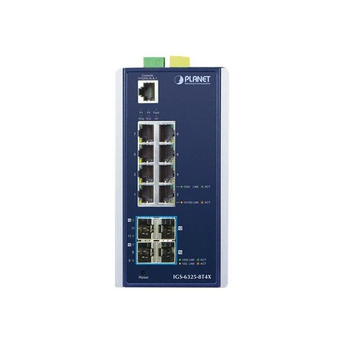 Network Switch Planet Industrial L3 8-Port 1000T + 4-Port 10G SFP+