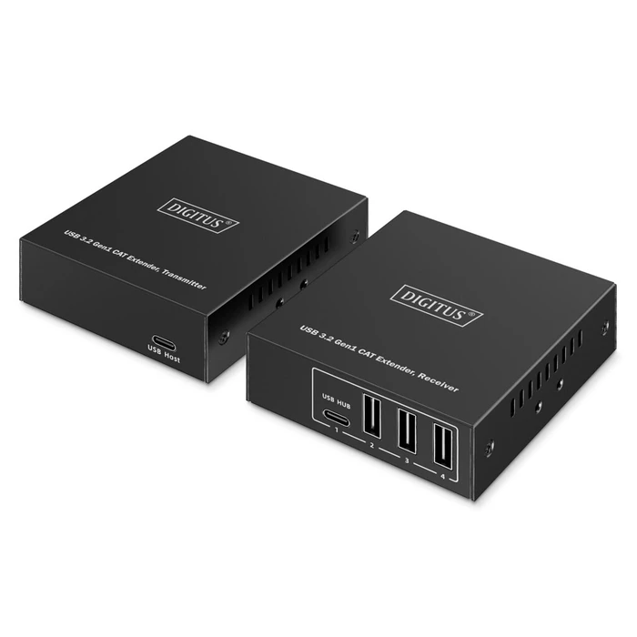 USB Extender Δικτύου Digitus 3xUSB-A 1xUSB-C with CAT Black