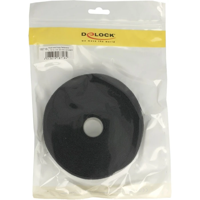 Δεματικά Καλωδίων Delock hook and loop fastener 10,000x20mm 1x roll black