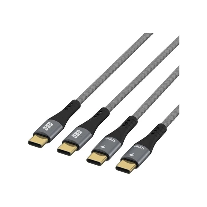 Καλώδιο EFB USB-C set 100W PD 3.0 5A E-Marker Chip 0,5+1+2m Gray