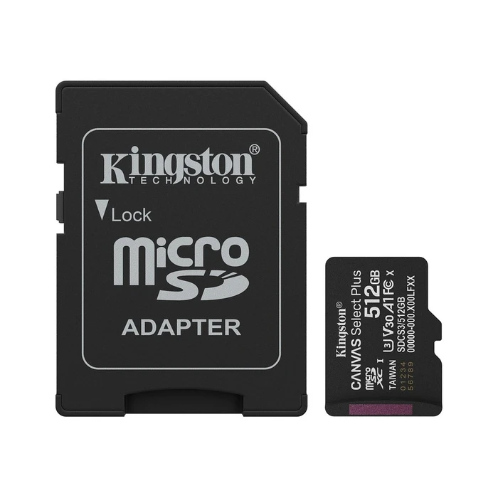 Κάρτα Μνήμης microSD 512GB Kingston SDXC Canvas+ Gen3 m.Adapter