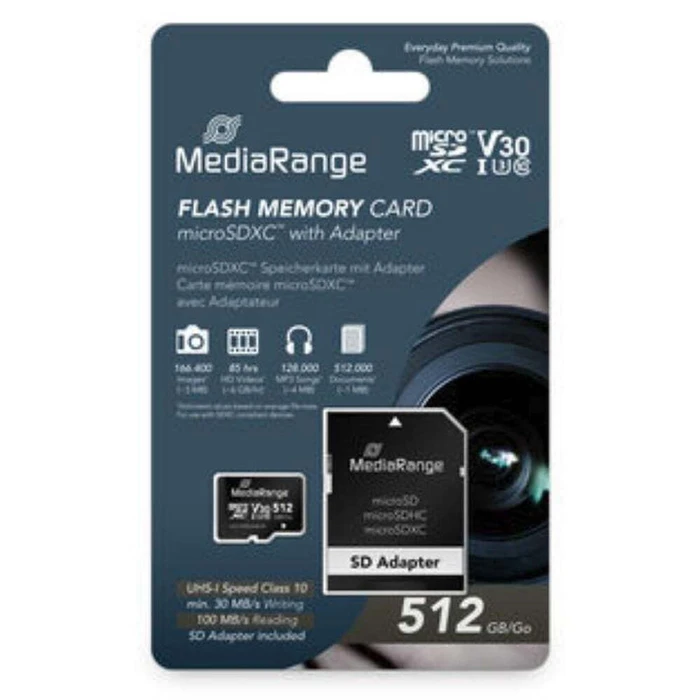 Κάρτα Μνήμης microSD 512GB MediaRange UHS-1 Cl.10 inkl. Adapter