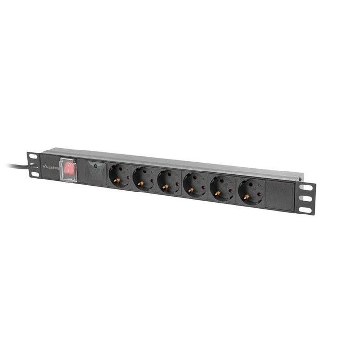 Πολύπριζο Rack Lanberg 2m 6x Schuko +Schalter 19" C14 schw