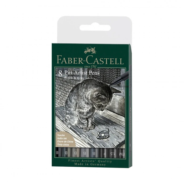 Μαρκαδόροι Σχεδίου Faber-Castell Pitt Artist Pen Grey&Black 8er