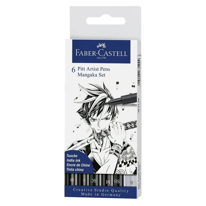 Μαρκαδόροι Σχεδίου Faber-Castell Pitt Artist Pen Manga 6x schw.
