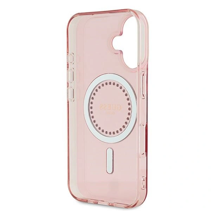 Guess GUHMP16SPFTDTEP Apple iPhone 16 hardcase IML Rhinestones MagSafe pink