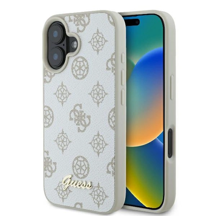 Guess GUHMP16SPGPYSH Apple iPhone 16 hardcase Peony Script Logo MagSafe white