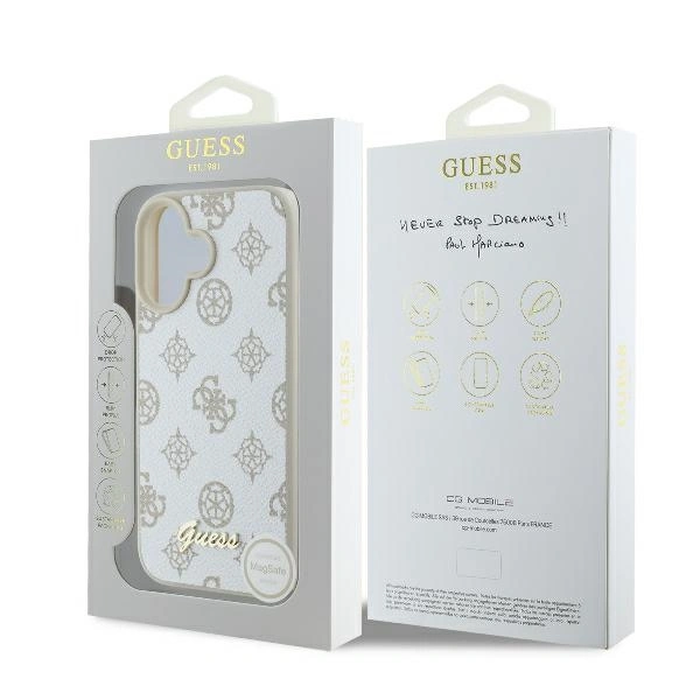 Guess GUHMP16SPGPYSH Apple iPhone 16 hardcase Peony Script Logo MagSafe white