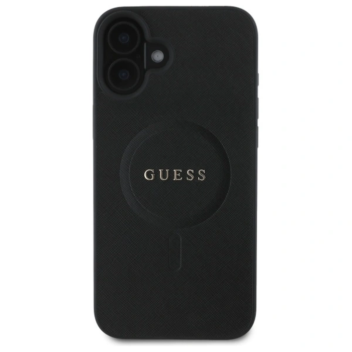 Guess GUHMP16SPSAHMCK Apple iPhone 16 hardcase Saffiano Classic Logo MagSafe black