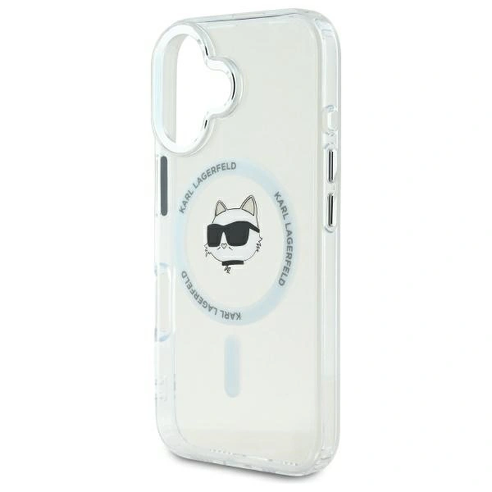 Karl Lagerfeld KLHMP16SHLSCHH Apple iPhone 16 hardcase IML Metal Choupette Head MagSafe white