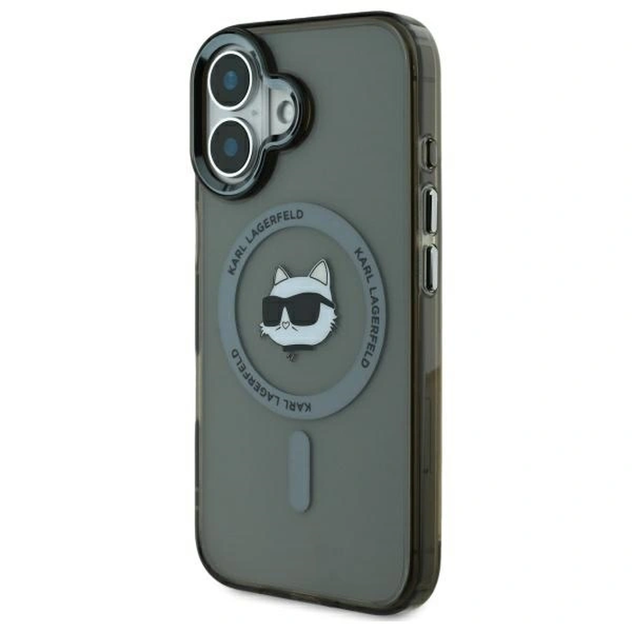 Karl Lagerfeld KLHMP16SHLSCHK Apple iPhone 16 hardcase IML Metal Choupette Head MagSafe black