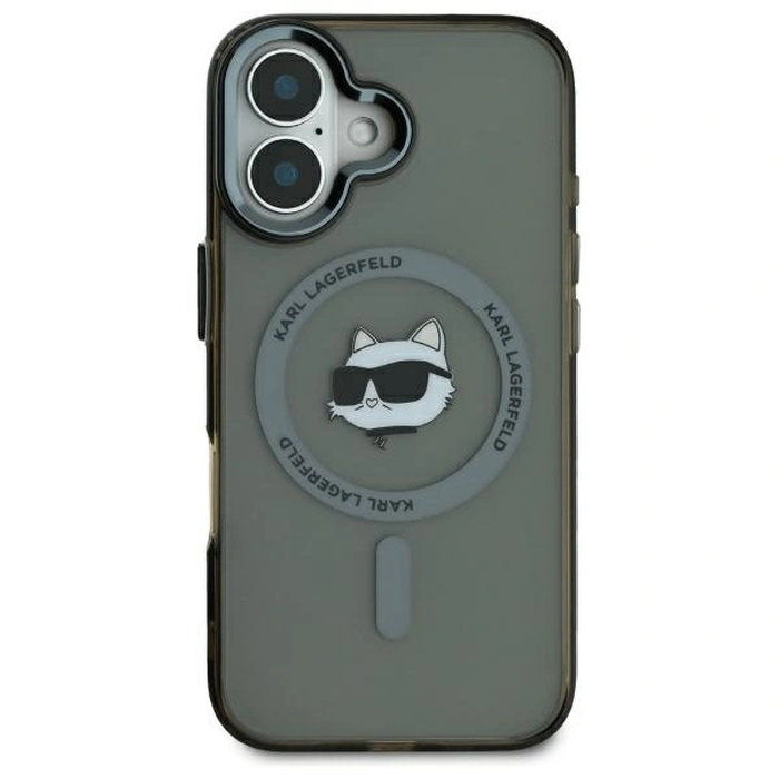 Karl Lagerfeld KLHMP16SHLSCHK Apple iPhone 16 hardcase IML Metal Choupette Head MagSafe black