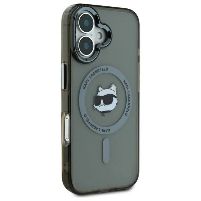 Karl Lagerfeld KLHMP16SHLSCHK Apple iPhone 16 hardcase IML Metal Choupette Head MagSafe black