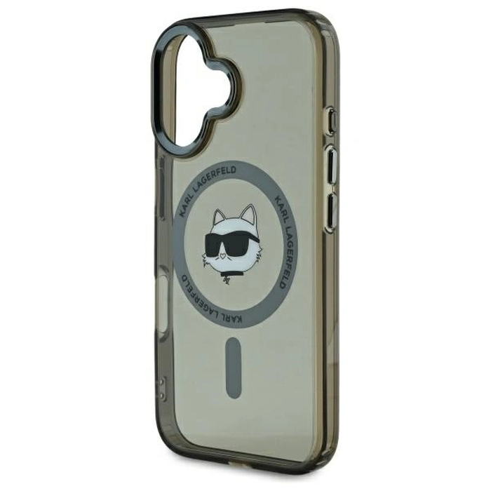 Karl Lagerfeld KLHMP16SHLSCHK Apple iPhone 16 hardcase IML Metal Choupette Head MagSafe black
