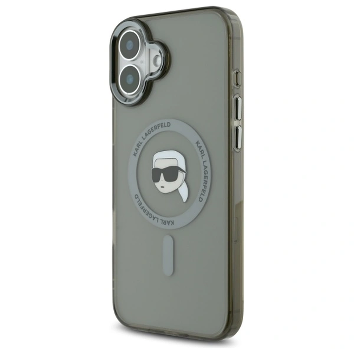 Karl Lagerfeld KLHMP16SHLSKIK Apple iPhone 16 hardcase IML Metal Karl Head MagSafe black