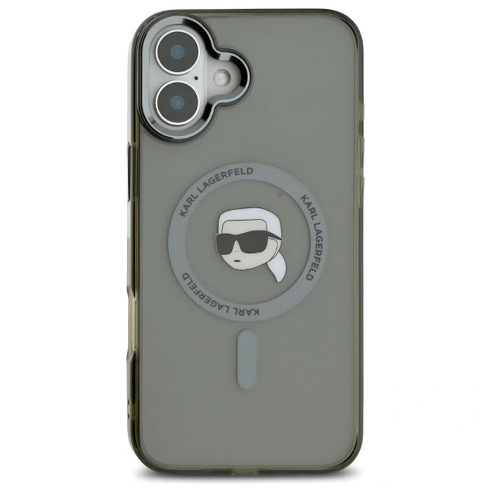 Karl Lagerfeld KLHMP16SHLSKIK Apple iPhone 16 hardcase IML Metal Karl Head MagSafe black