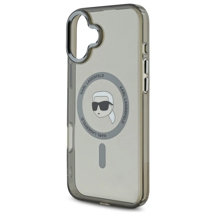 Karl Lagerfeld KLHMP16SHLSKIK Apple iPhone 16 hardcase IML Metal Karl Head MagSafe black
