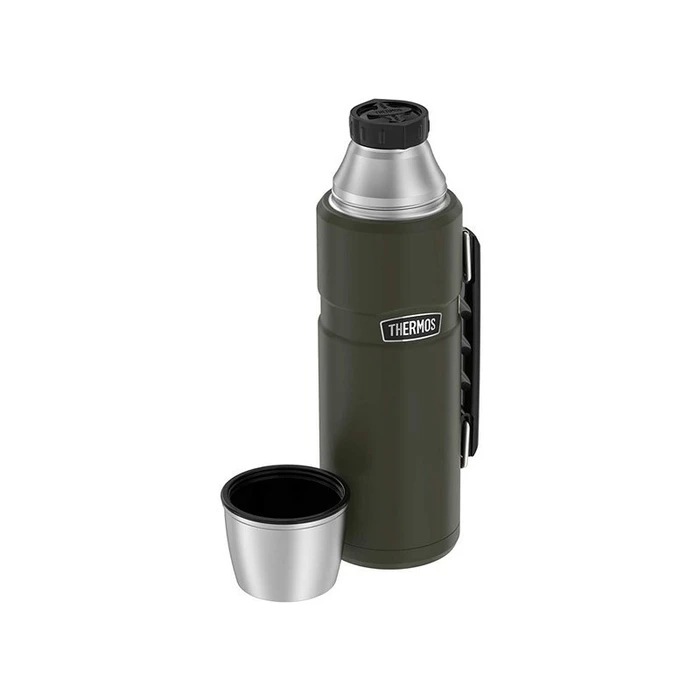 Θερμός 470 ml flask with cup holder - army Green