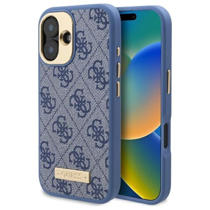 Guess GUHMP16SU4GPRB Apple iPhone 16 hardcase 4G Logo Plate MagSafe blue