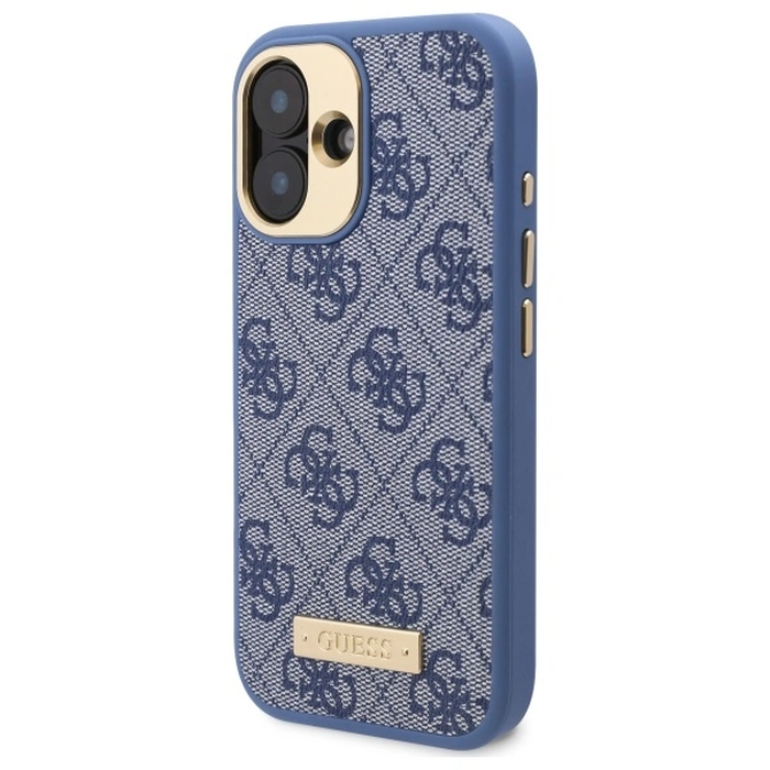 Guess GUHMP16SU4GPRB Apple iPhone 16 hardcase 4G Logo Plate MagSafe blue