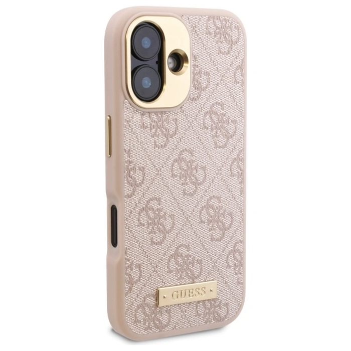 Guess GUHMP16SU4GPRP Apple iPhone 16 hardcase 4G Logo Plate MagSafe pink