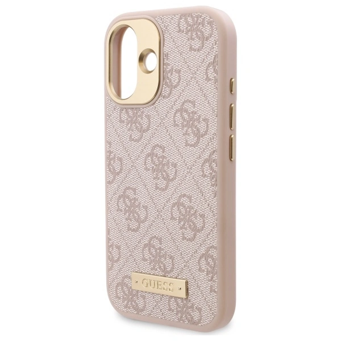 Guess GUHMP16SU4GPRP Apple iPhone 16 hardcase 4G Logo Plate MagSafe pink