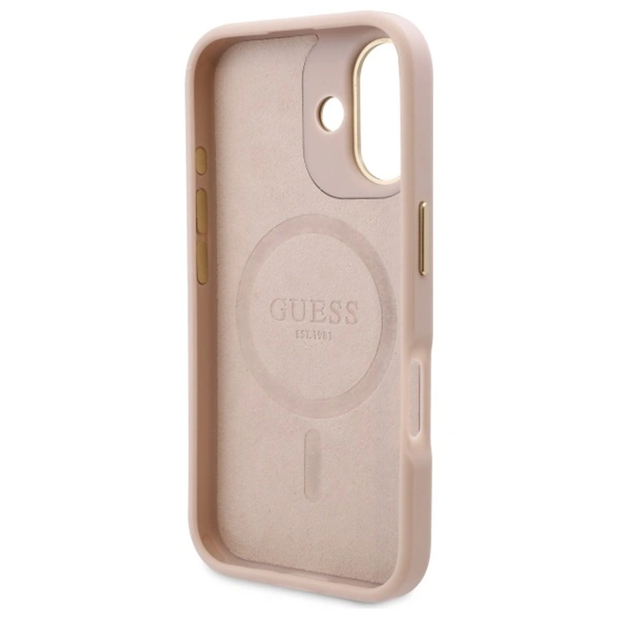 Guess GUHMP16SU4GPRP Apple iPhone 16 hardcase 4G Logo Plate MagSafe pink