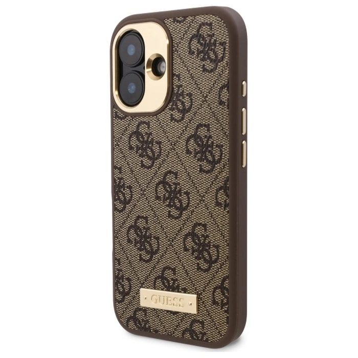 Guess GUHMP16SU4GPRW Apple iPhone 16 hardcase 4G Logo Plate MagSafe brown