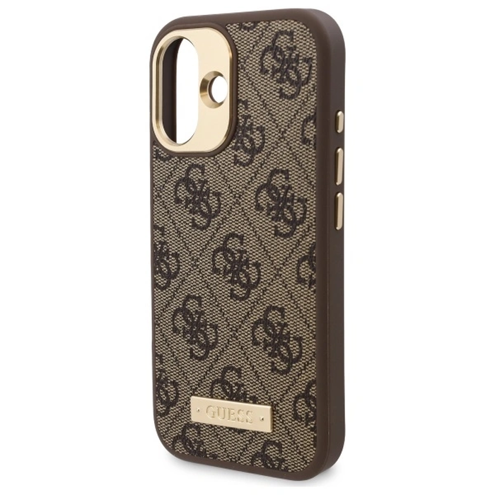 Guess GUHMP16SU4GPRW Apple iPhone 16 hardcase 4G Logo Plate MagSafe brown