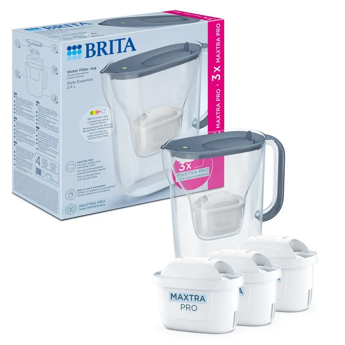 Κανάτα Brita Style Essential 2,4L Blue-Soft Grey + Pack 3 Filters Maxtra Pro