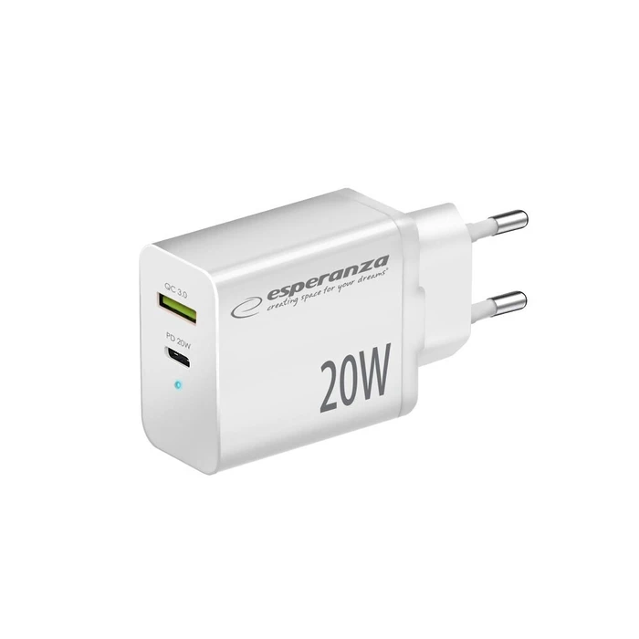 Φορτιστής Πρίζας Esperanza EZC105W mains Charger 20W White