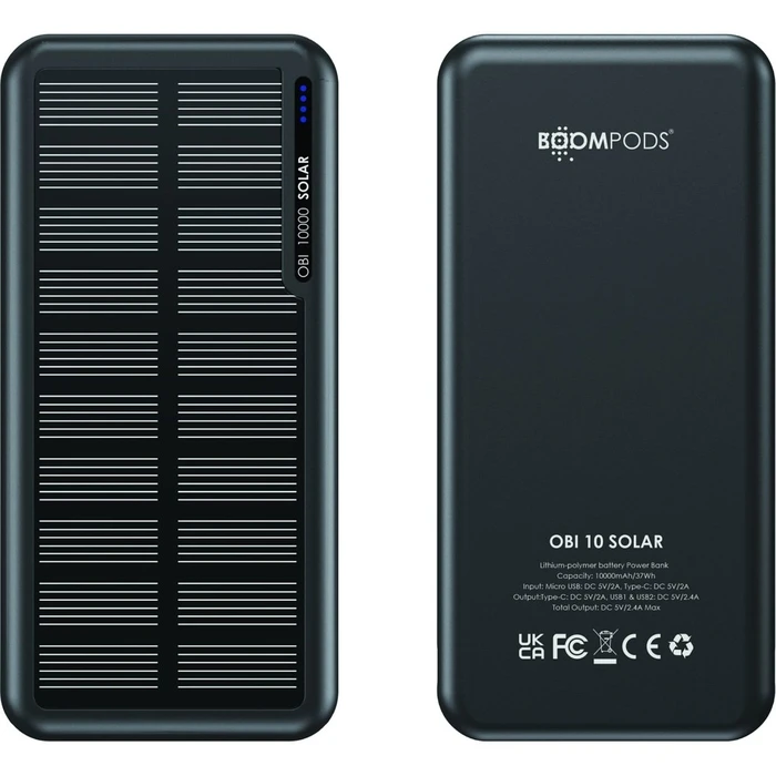Power Bank Boompods Obi 10,000mAh Solar - Black
