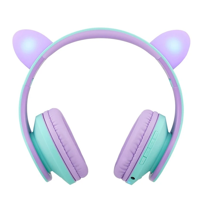 Headphones PowerLocus P2 Kids purple/turquoise with Ears
