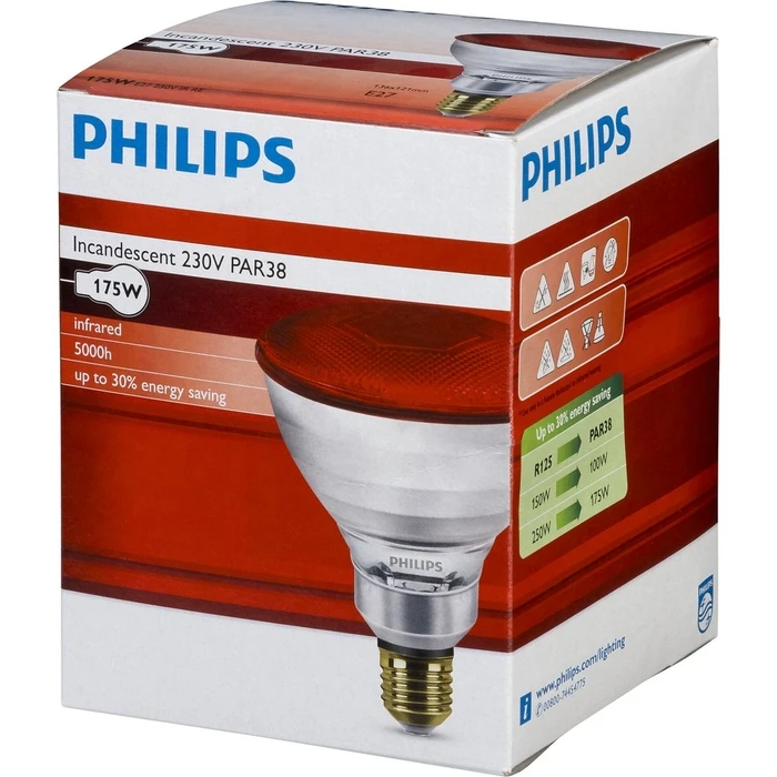Λάμπα Υπερύθρων Philips PAR38 IR 175W E27 230 Red