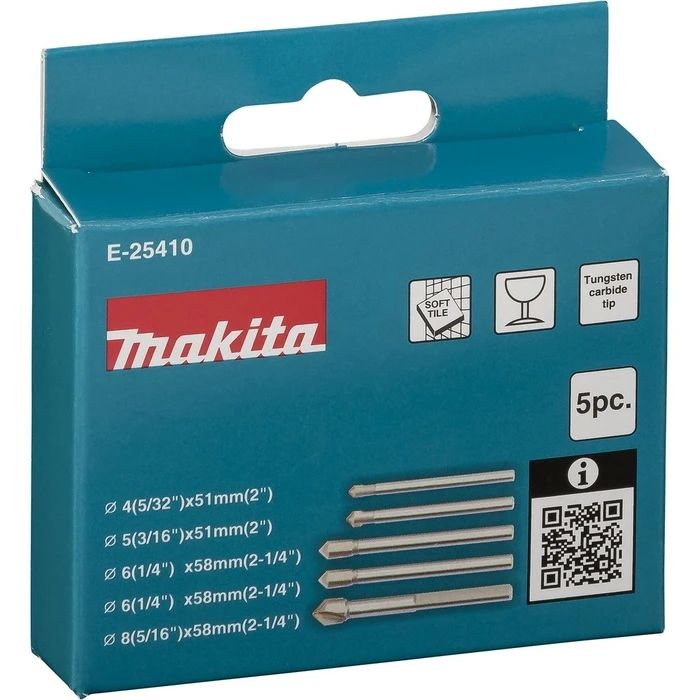 Τρυπάνια Makita E-25410 Glas-/Fliesenbohrer-Set 5-tlg.
