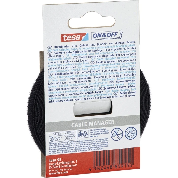 Αυτοκόλλητη Ταινία Tesa On&Off cable ties 5mx10mm Black 55239