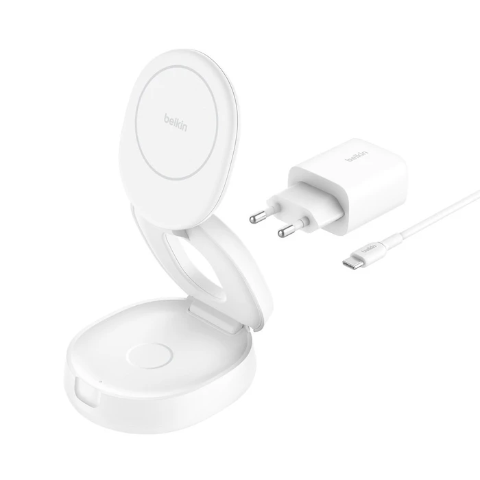 Ασύρματος Φορτιστής Belkin Boost foldab.mag. 3-in-1 Qi2 wh. WIZ034kqWH