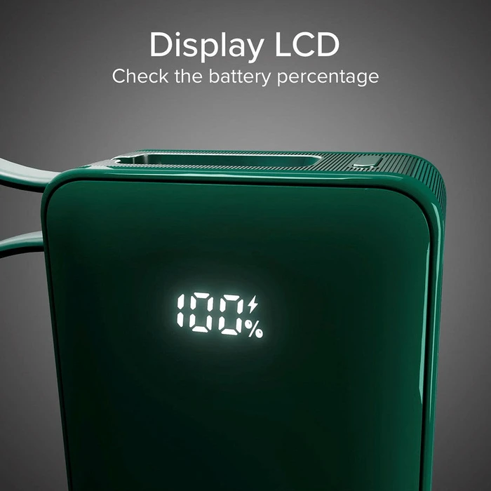 Power Bank SBS 10 000mAh with built-in cable USB-C Green