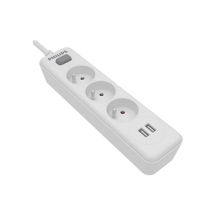 Πολύπριζο με USB Philips surge protector White 3 sockets 2xUSB 2m spn3032wa/60