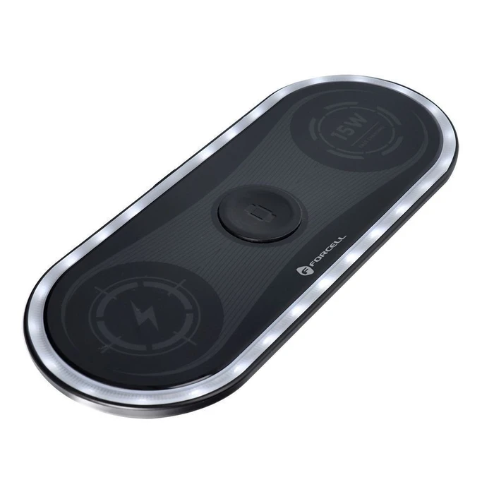 Ασύρματος Φορτιστής Forcell F-ENERGY Ellipse 3in1 inductive with Apple Qi QC 15W Black