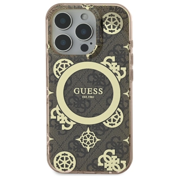 Guess GUHMP16XH4PYEEW Apple iPhone 16 Pro Max hardcase IML Peony On 4G Background MagSafe brown