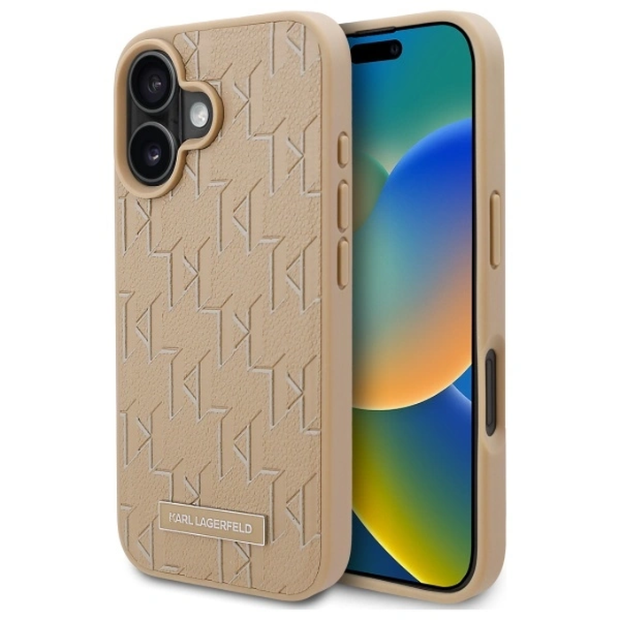 Karl Lagerfeld KLHMP16SPKHPORPE Apple iPhone 16 hardcase Hot Stamp Magsafe beige
