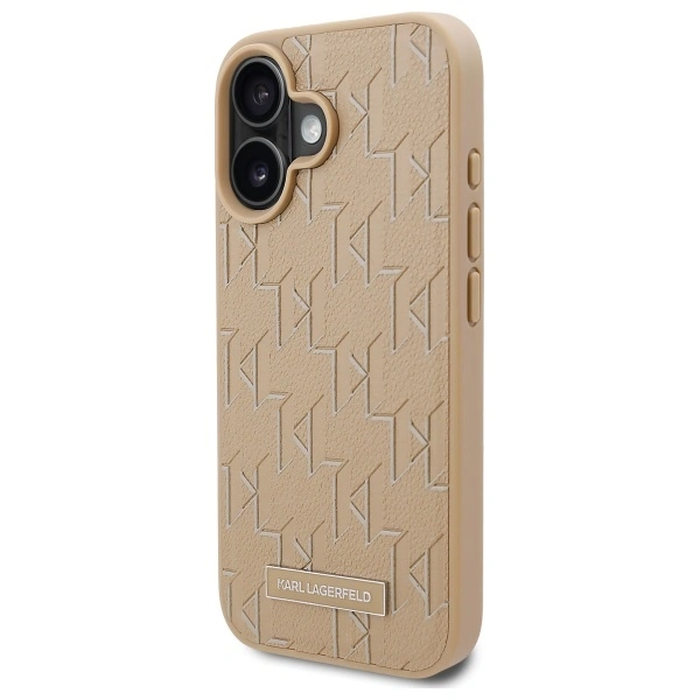 Karl Lagerfeld KLHMP16SPKHPORPE Apple iPhone 16 hardcase Hot Stamp Magsafe beige