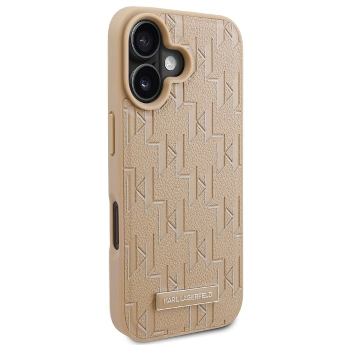 Karl Lagerfeld KLHMP16SPKHPORPE Apple iPhone 16 hardcase Hot Stamp Magsafe beige